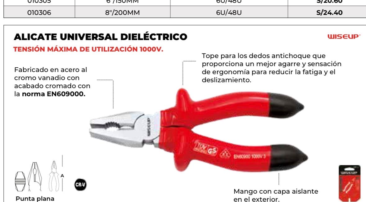 Alicate universal dielectrico