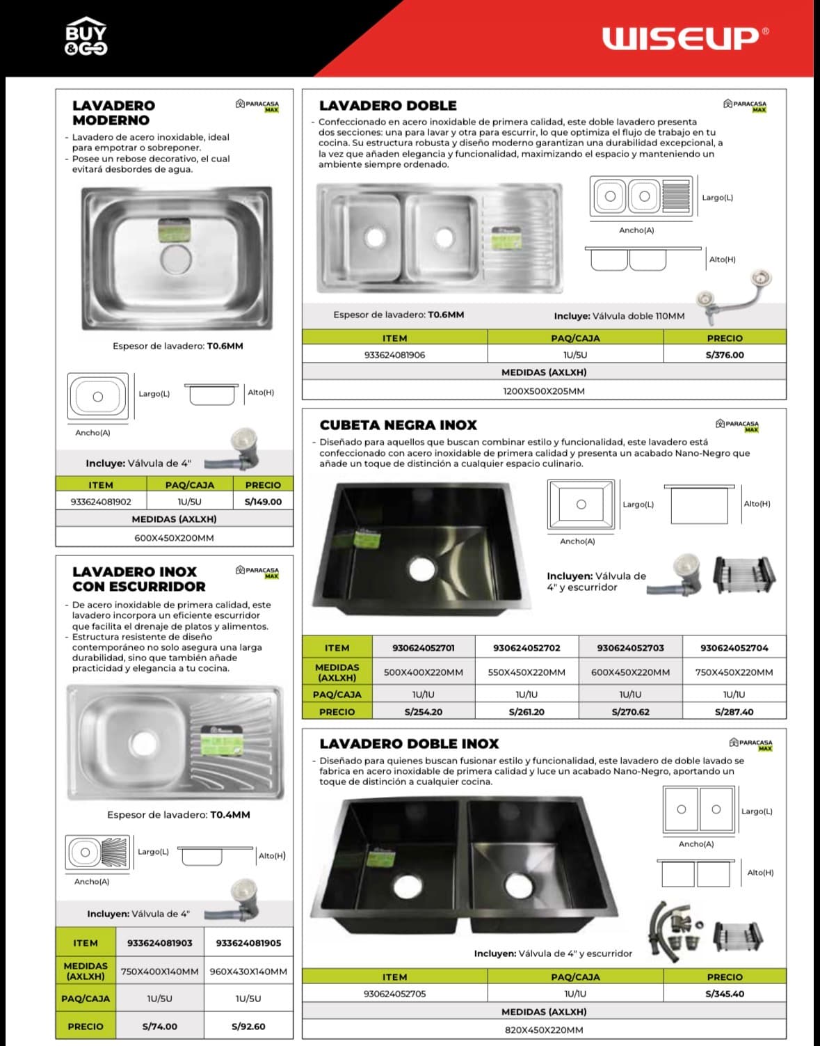 Fregadero Moderno Inoxidable con Sistema Antidesbordes