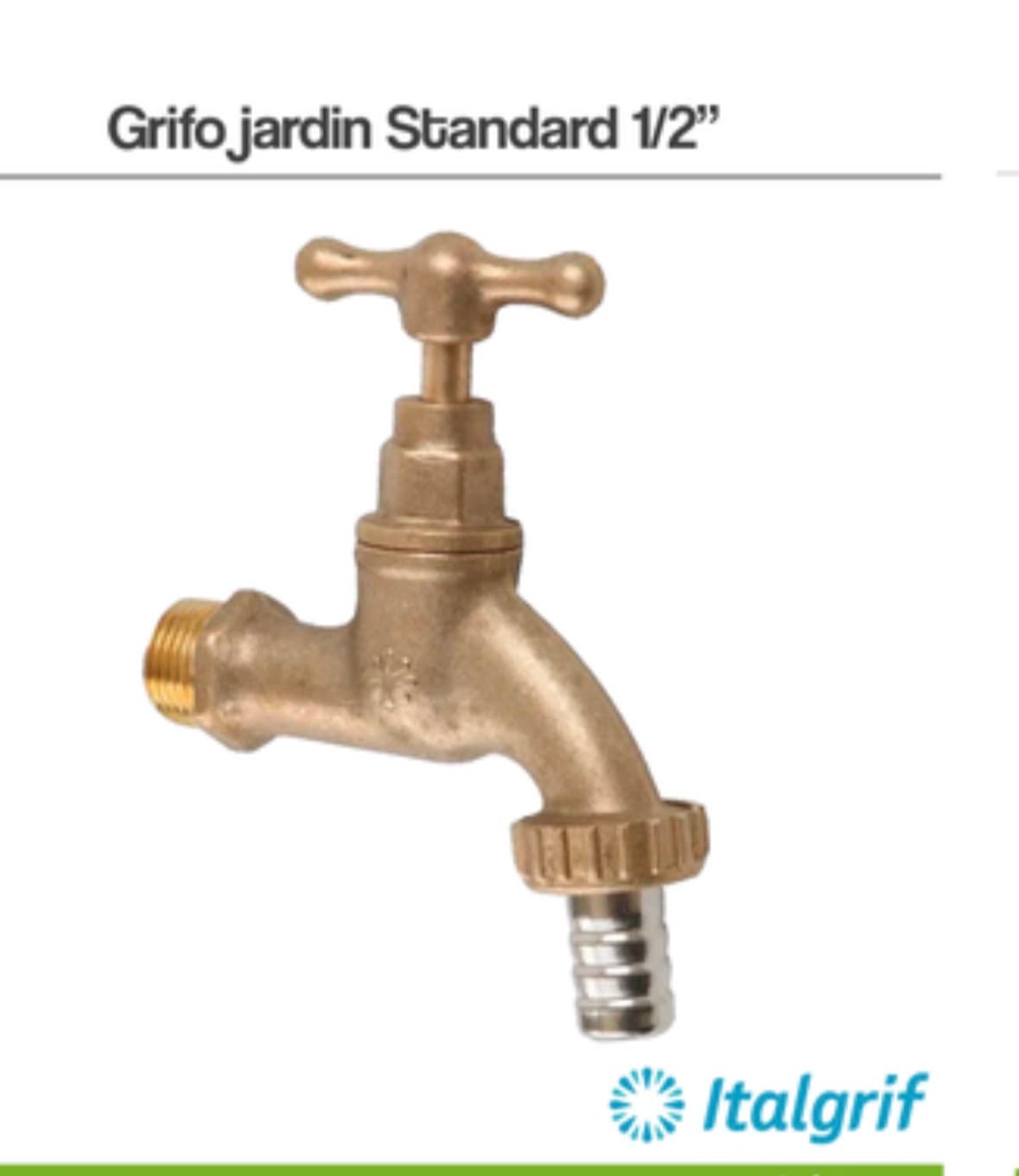 Grifo Jardín Estándar Latón 1/2" Italgrif Duradero