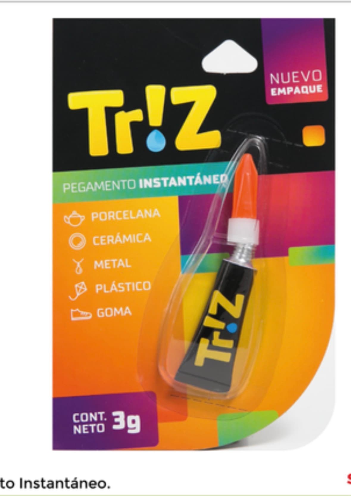 Pegamento Instantáneo Tr!Z 3g - Adhesivo Multiusos Rápido