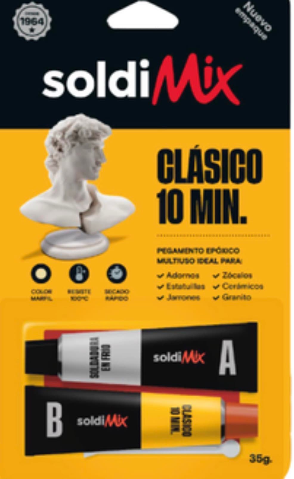 SoldiMix Clásico 10 Min. Pegamento Epóxico Rápido Multiuso