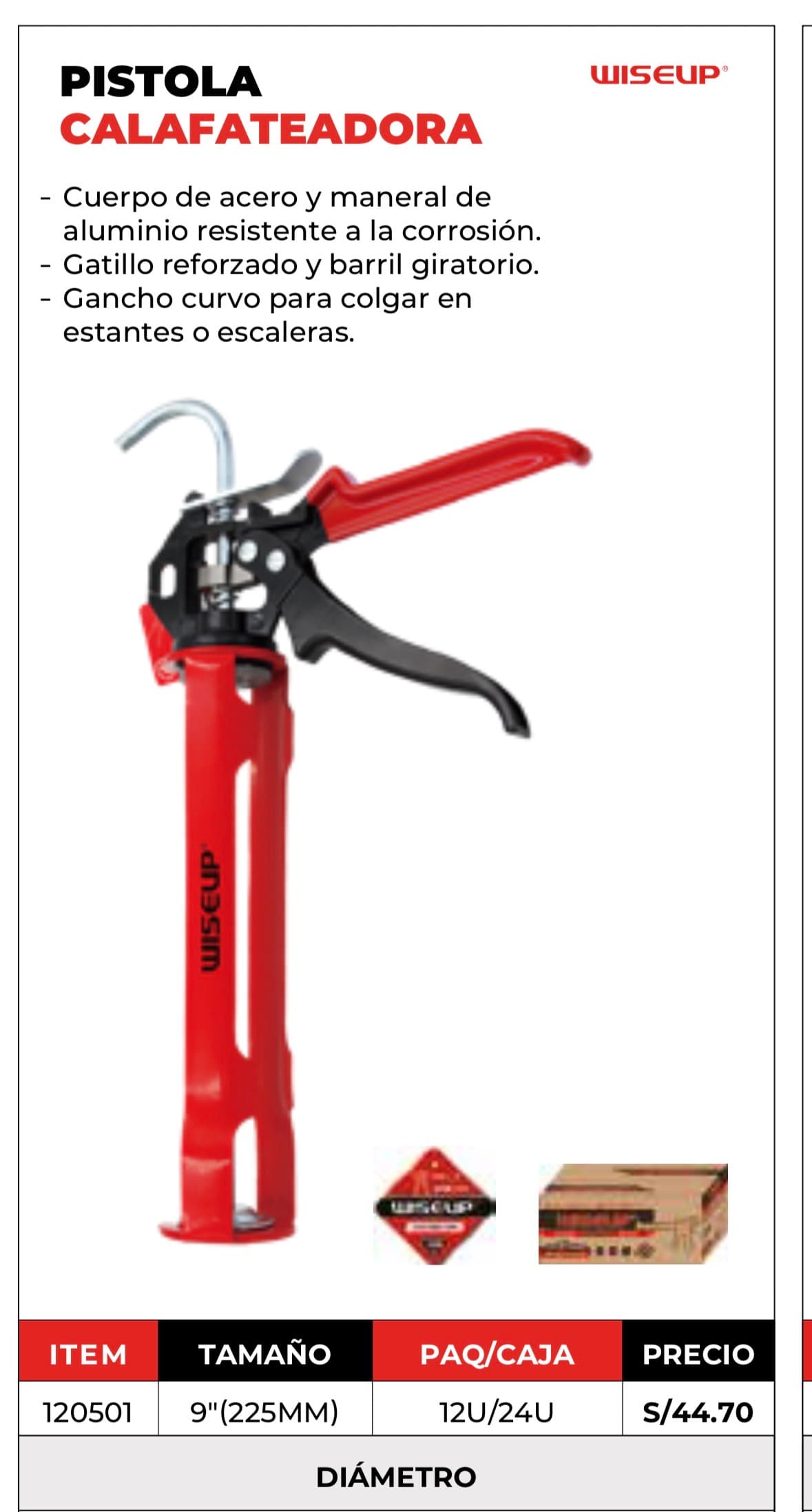 Pistola Calafateadora Wiseup - Acero y Aluminio