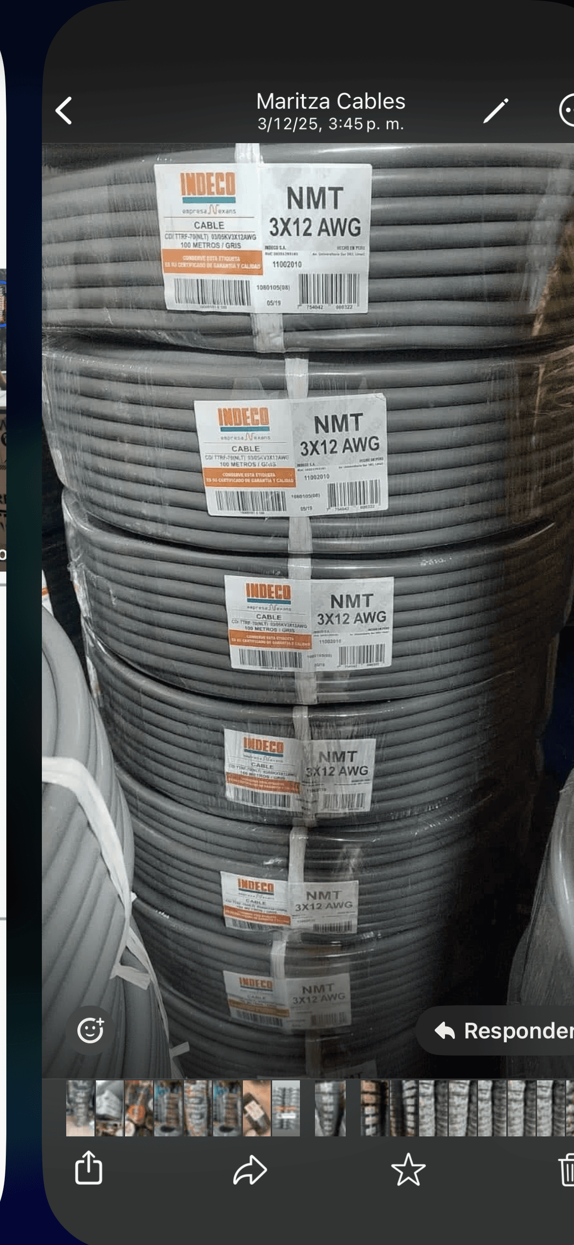 Cable Eléctrico INDECO NMT 3x12 AWG - 100 Metros