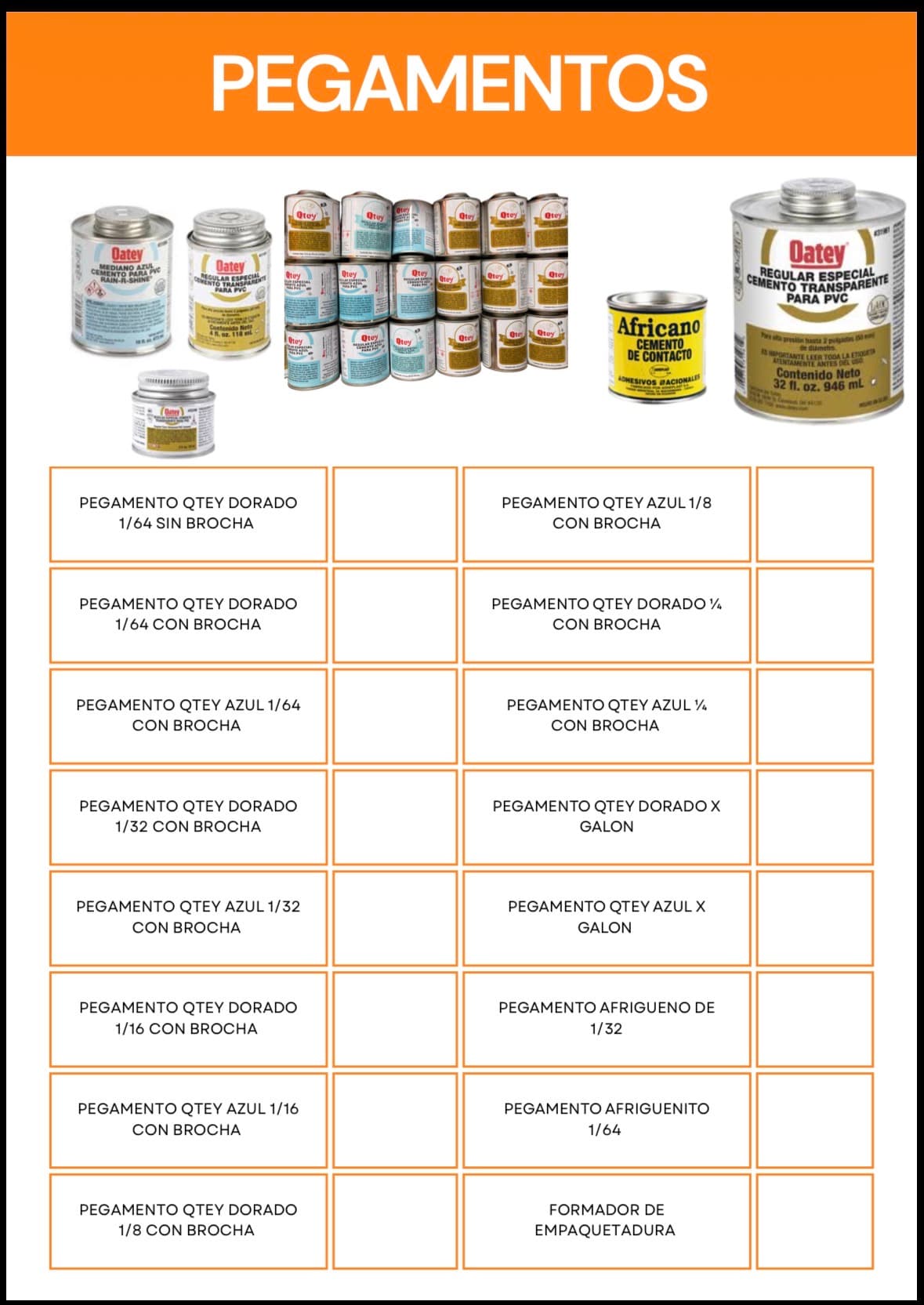 Adhesivos y Cementos PVC Oatey para uniones seguras